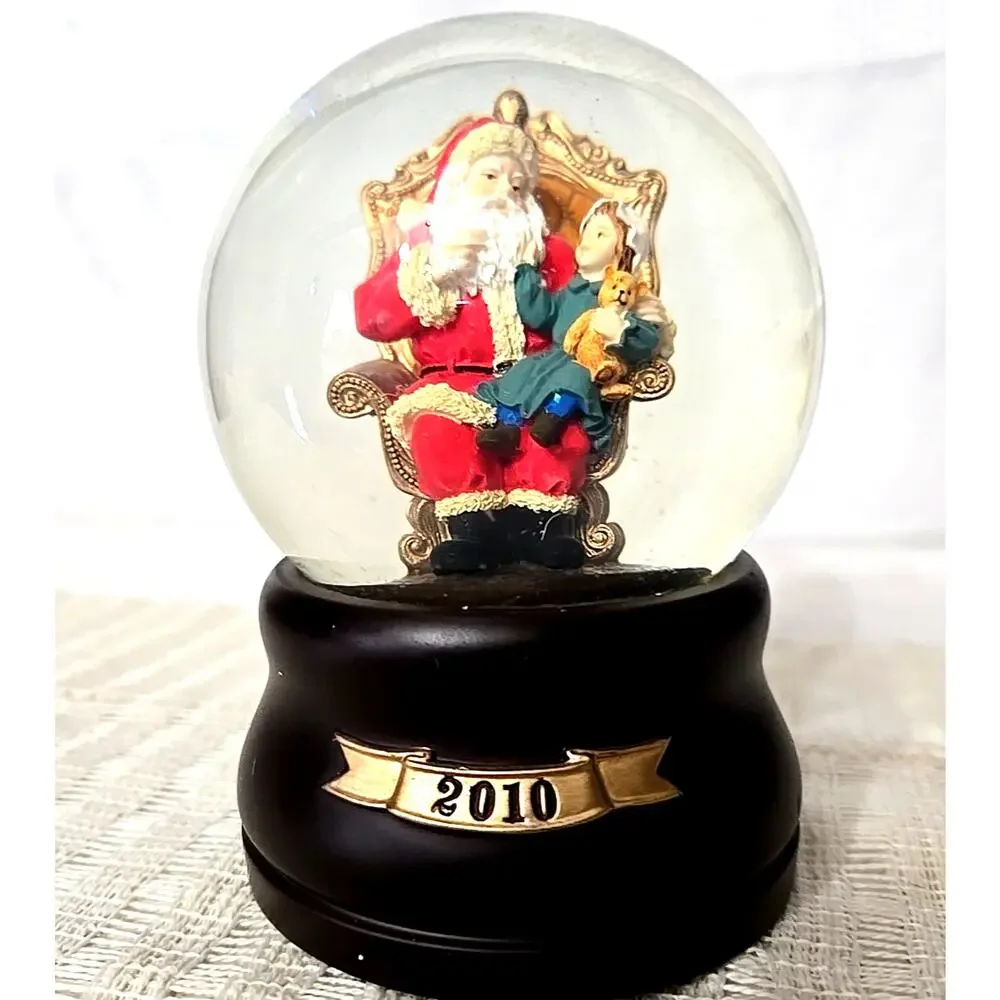 Threshold 2010 Snow Globe Sitting with Santa Musical 